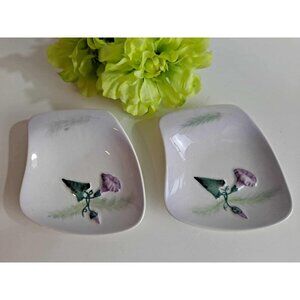 Carlton Ware Purple Flower Trinket Pin Dish | Vintage | Cracking on back | Pair